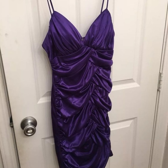 purple spaghetti strap dress